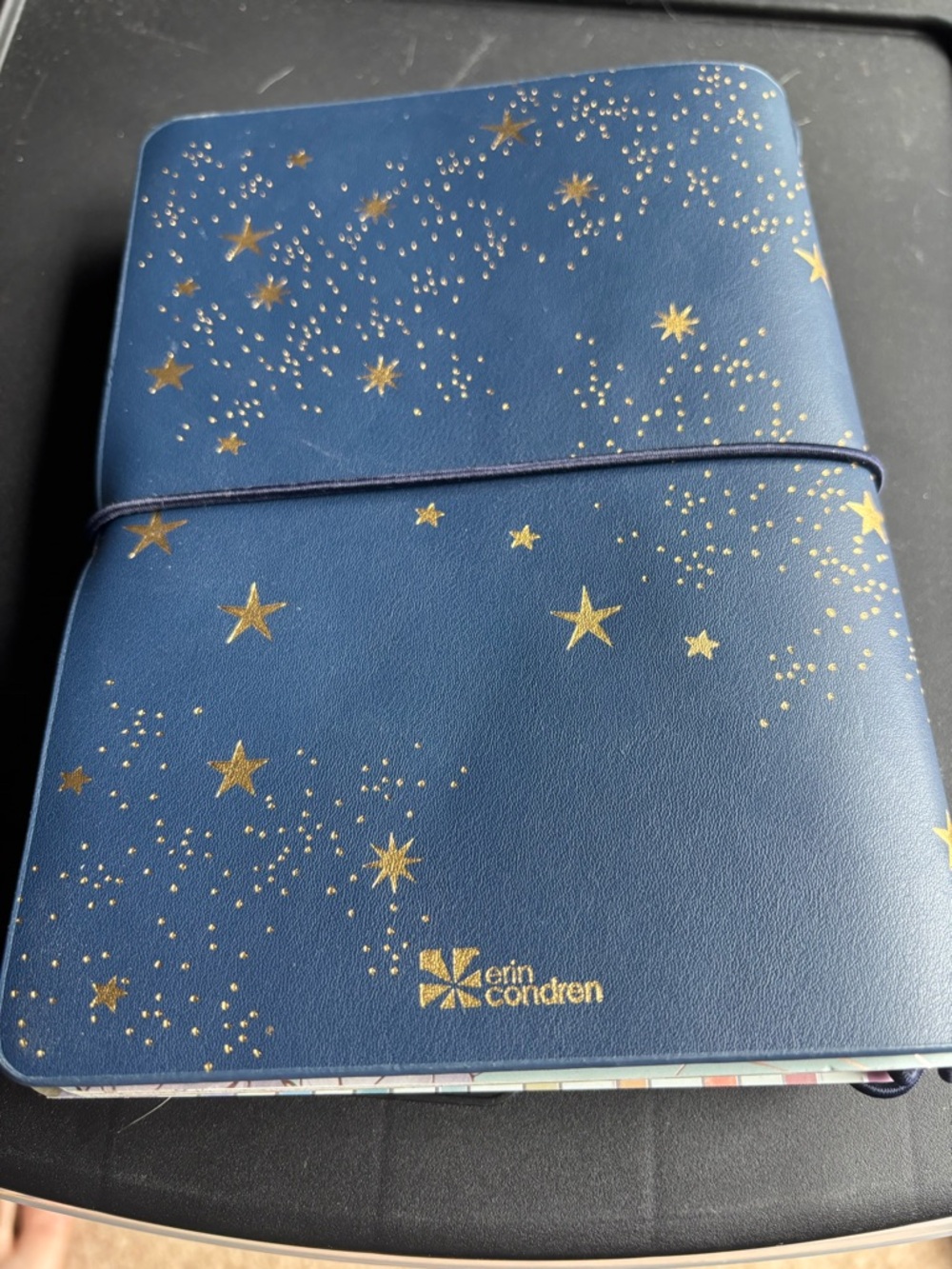 Erin Condren Navy Blue Notebook Cover with Gold Stars and 4 guided journals